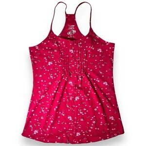 U&J woman red spaghetti strap tank top flowery top size XL Y2K